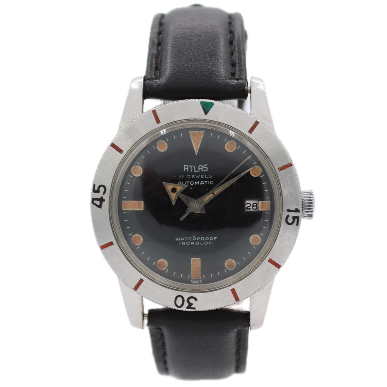 Vintage Atlas Bidynator Men's Automatic Wristwatch Felsa 692 Steel Date Serviced