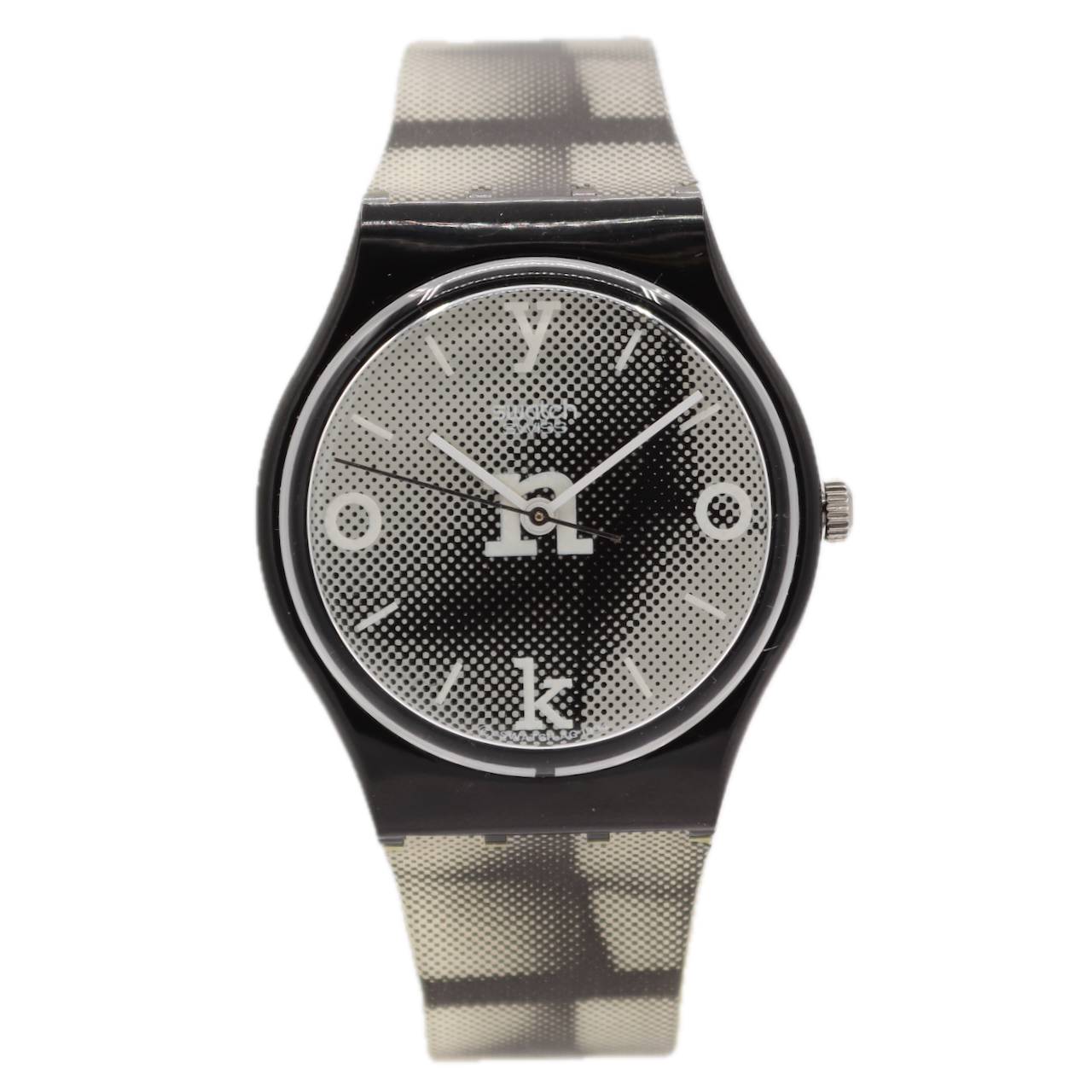 34mm 1996 Swatch GB168 Yoko Ono Men's Quartz Wristwatch Swiss Film No. 4 W/Case