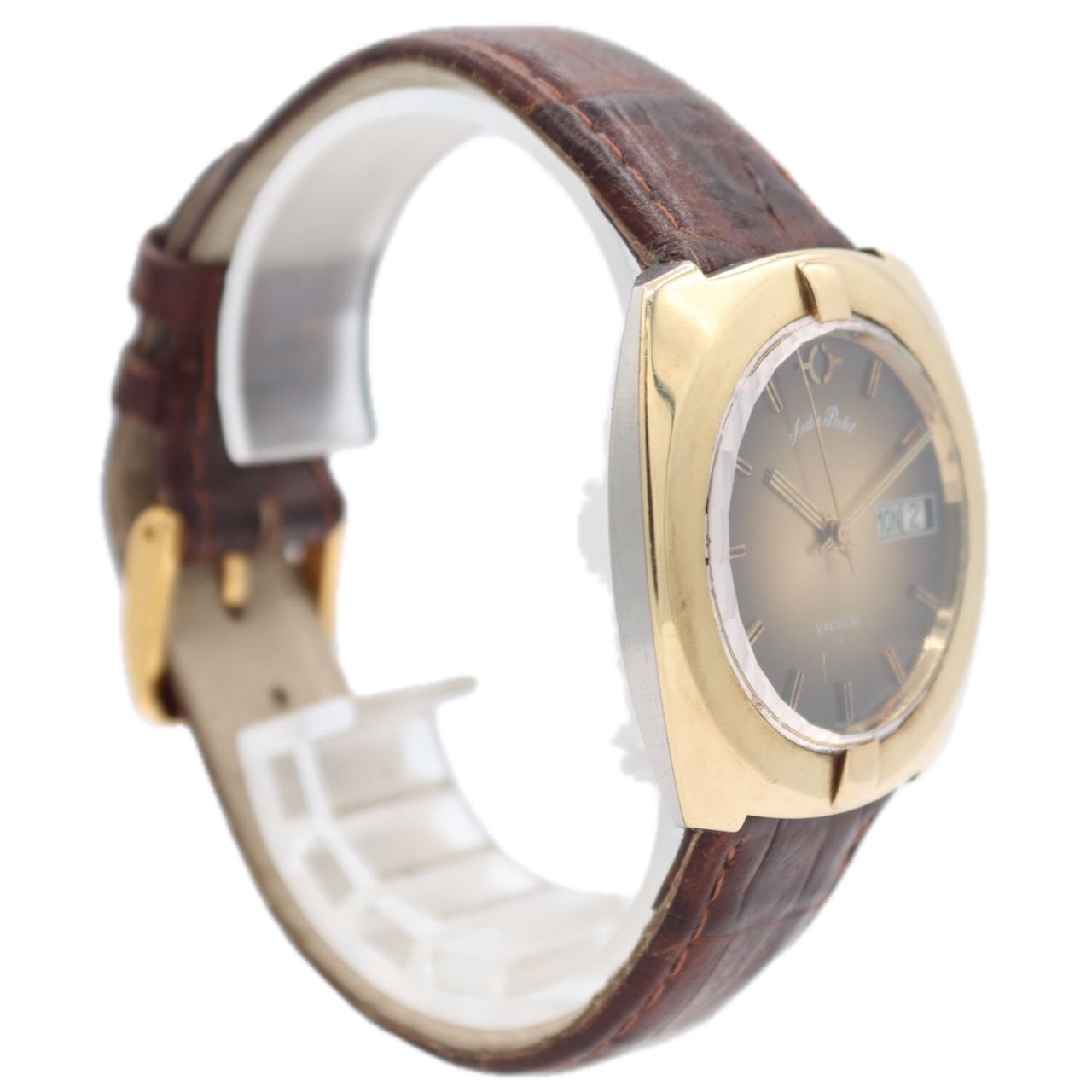 Vintage Andre Pailet Vacuum Day Date Men's Automatic Wristwatch Swiss Two Tone