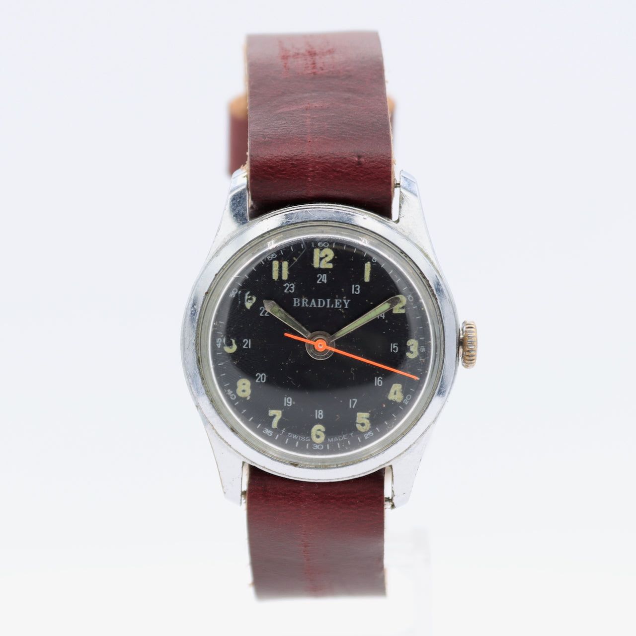 Vintage 30mm Bradley Military 1 Jewel Men's Mechanical Wristwatch EB8800 Steel