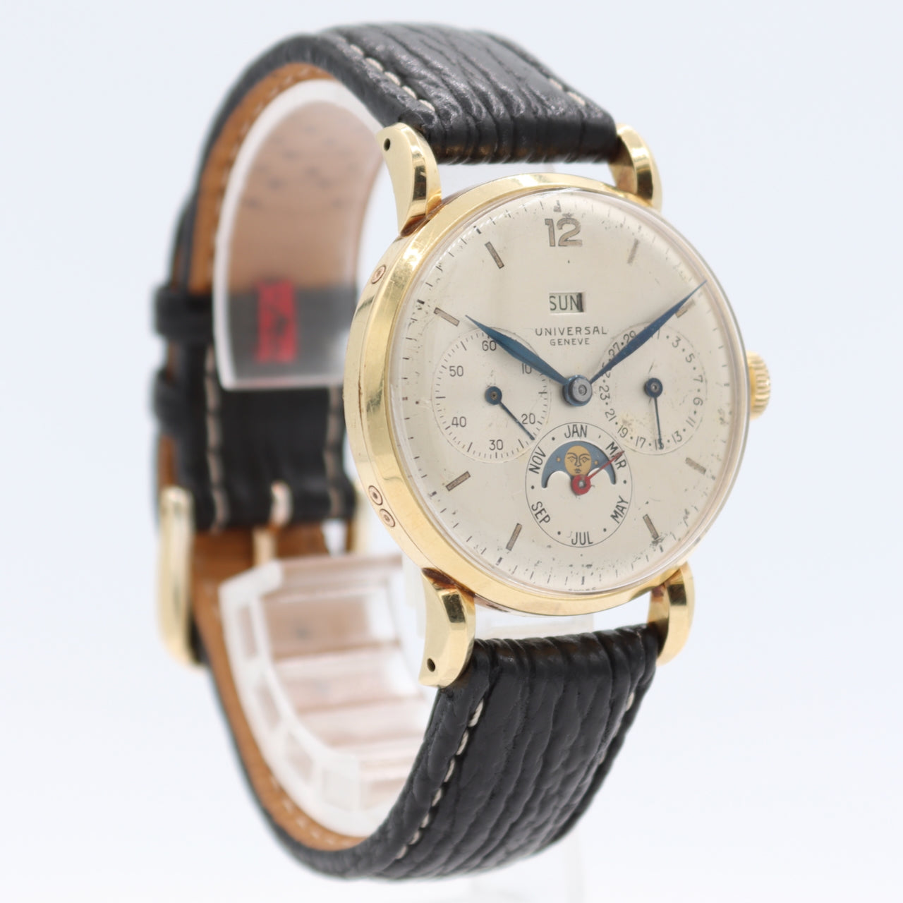 Vintage Universal Geneve Men's Triple Date Moonphase Wristwatch 291 14k Gold