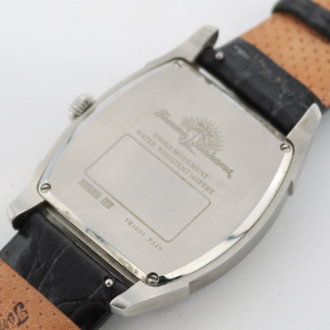 Tommy Bahama TB1091 F329 Tonneau Date Men's Quartz Wristwatch Steel w/ Box