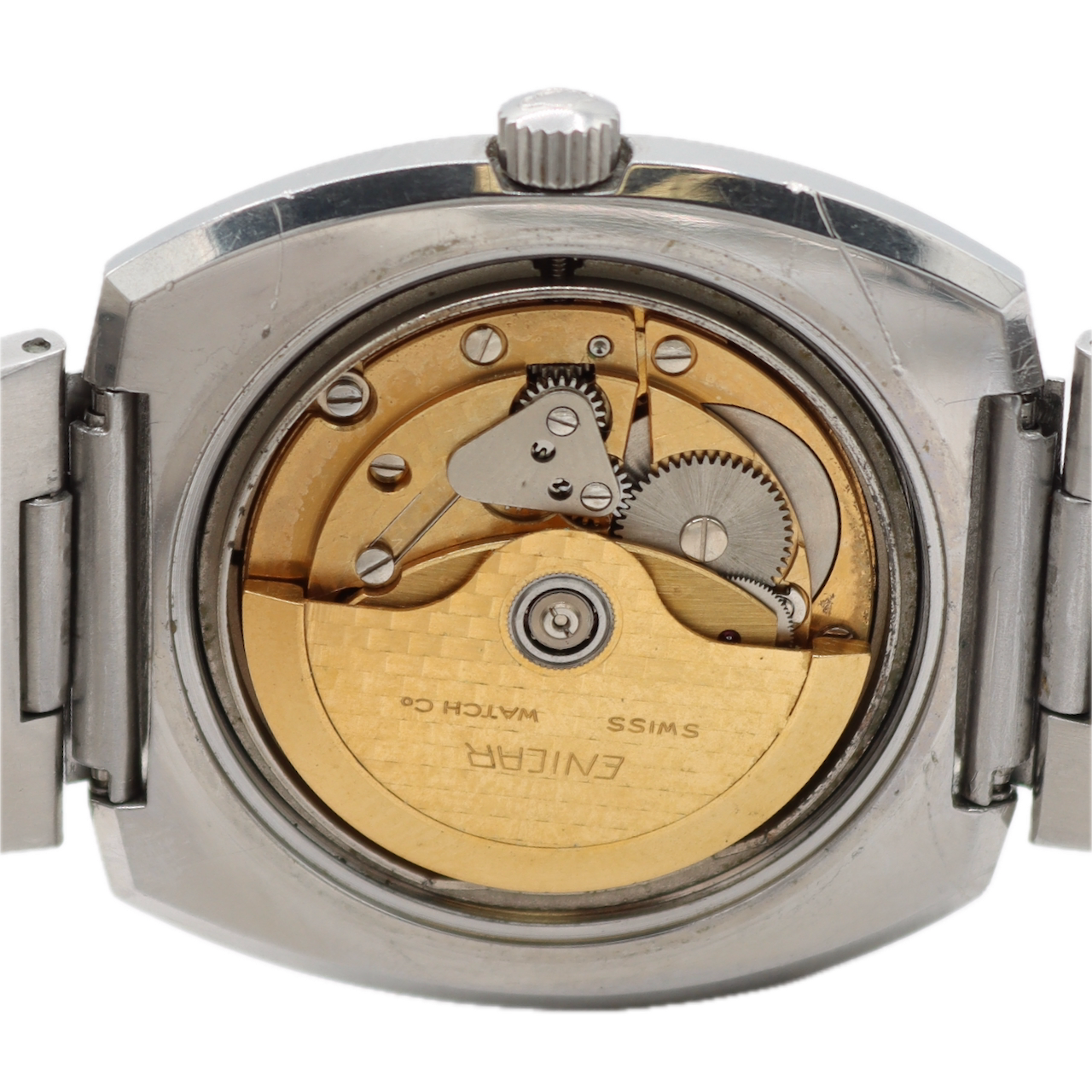 Vintage 39mm Enicar Ocean Pearl Men's Automatic Wristwatch Swiss Steel Day Date