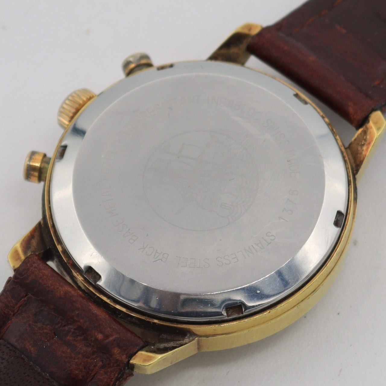Vintage Le Jour 1376 Panda Men's Chronograph Wristwatch Valj. 7734 Gold Tone