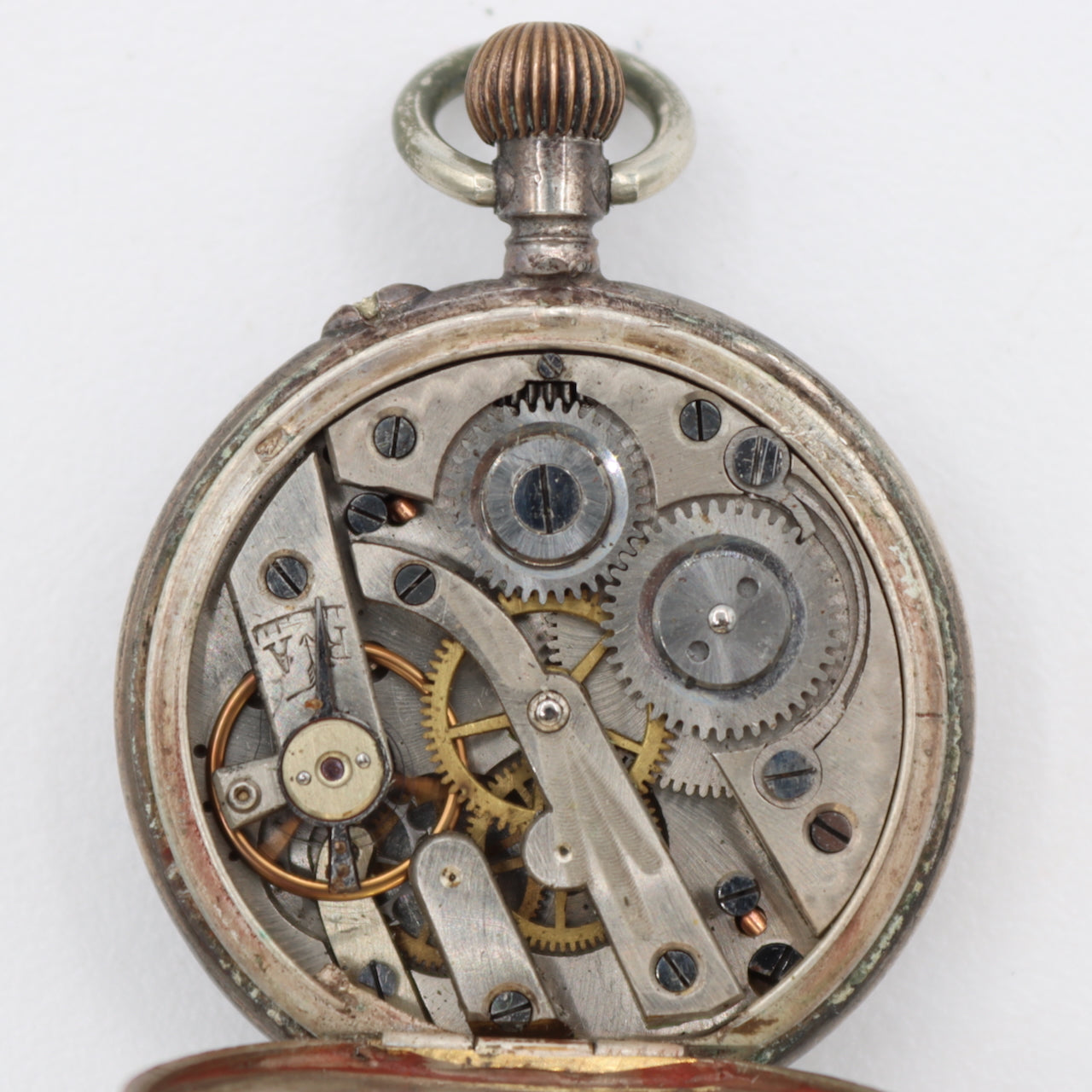 Antique Unbranded Floral Engraving Mechanical Pocket Watch Copper Swiss