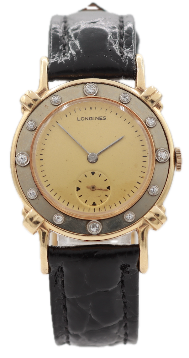 Vintage Longines Diamond Knotted Lugs Men's Mechanical Wristwatch 8LN 14k Gold