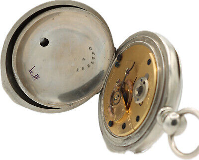 Antique 18S Hampden Congress Street 11 Jewel Key Wind Pocket Watch Silverine