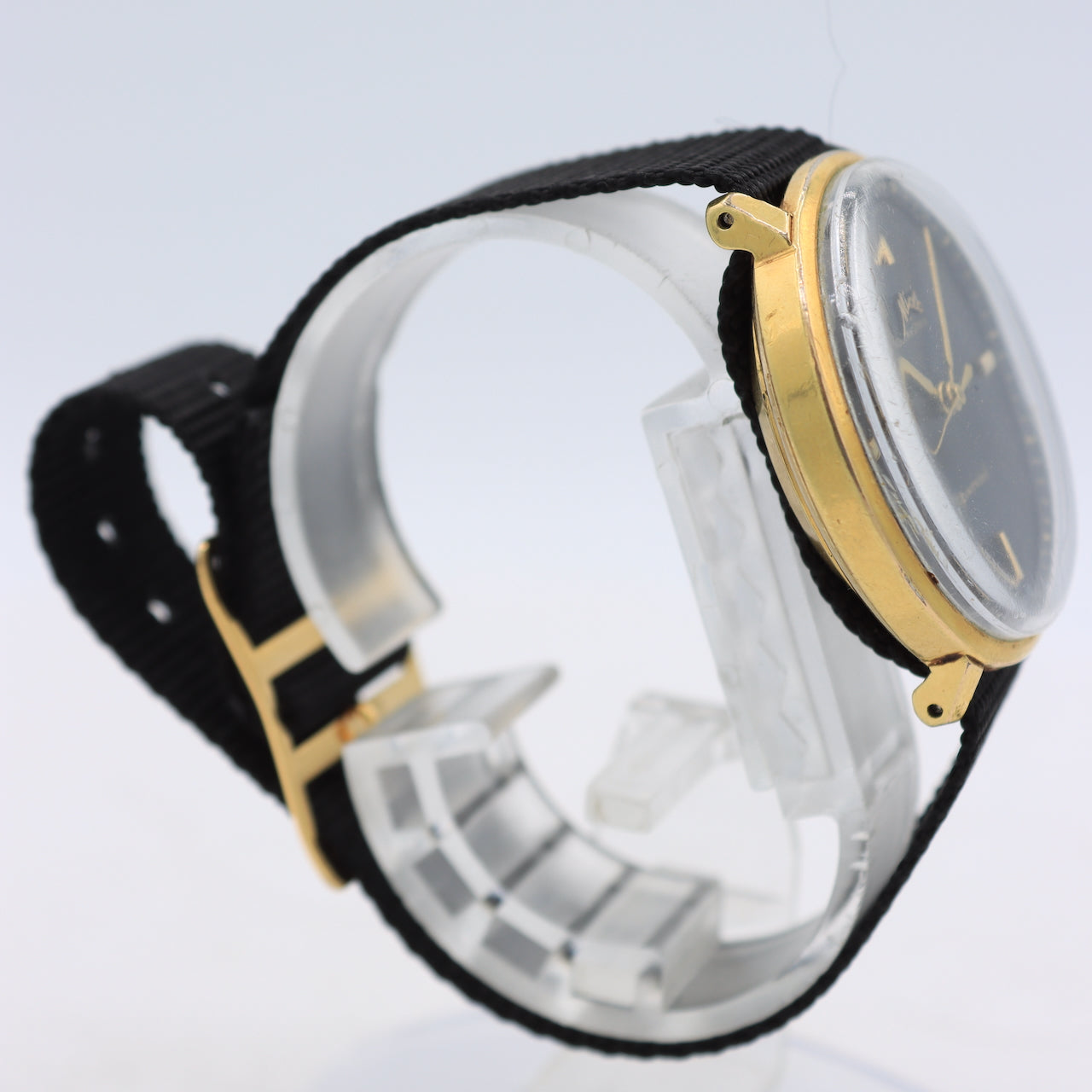 Vintage Mido Black Ocean Star Men's Automatic Wristwatch Swiss Gold Plated