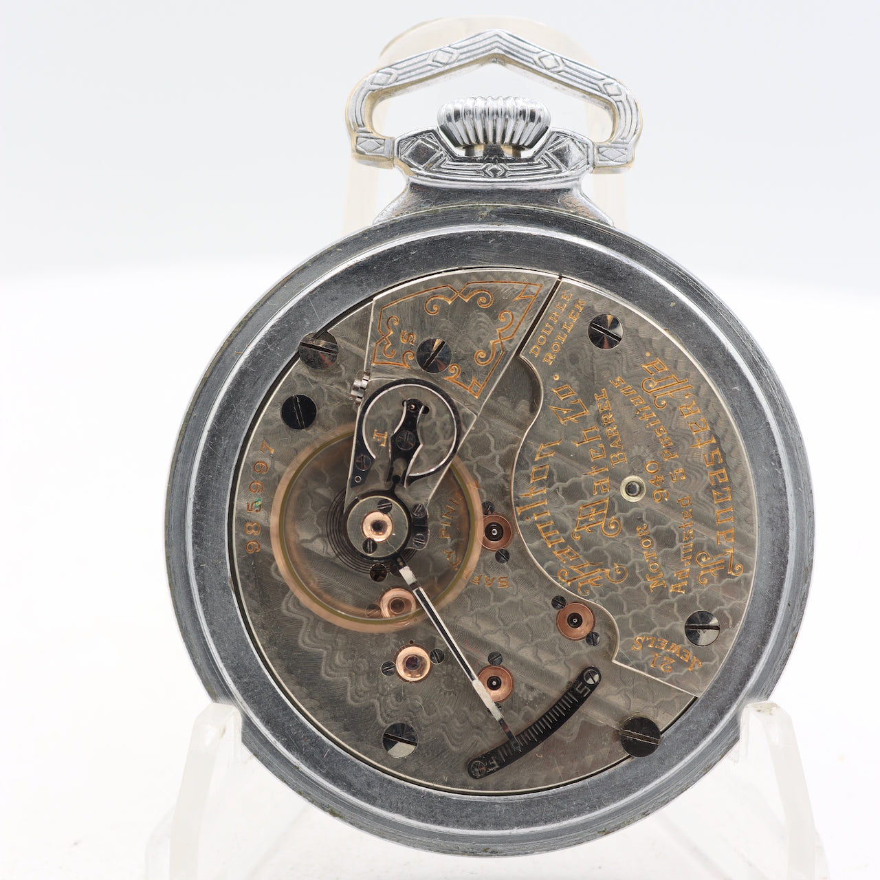 Antique 18s 1914 Hamilton Pinstriped Montgomery Railroad Pocket Watch 940 USA
