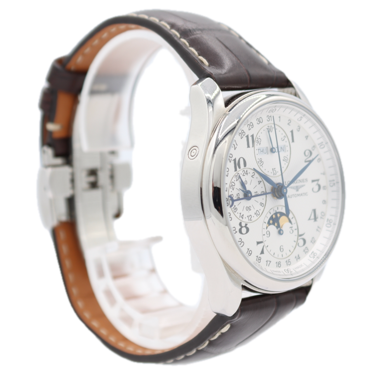 40mm Longines L2.673.4.78.3 Master Men's Triple Date Moonphase Wristwatch Steel