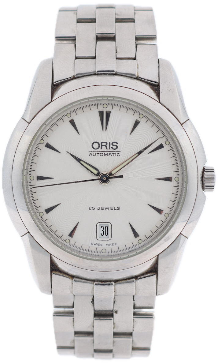 Oris 7544 Artelier White Sunburst Men's Automatic Wristwatch 633 Swiss Steel
