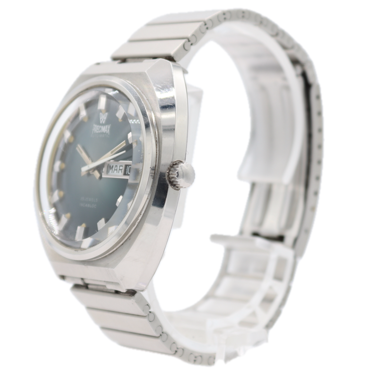 38mm Precimax Day Date 25 Jewel Men's Automatic Wristwatch ETA 2789 Swiss Steel