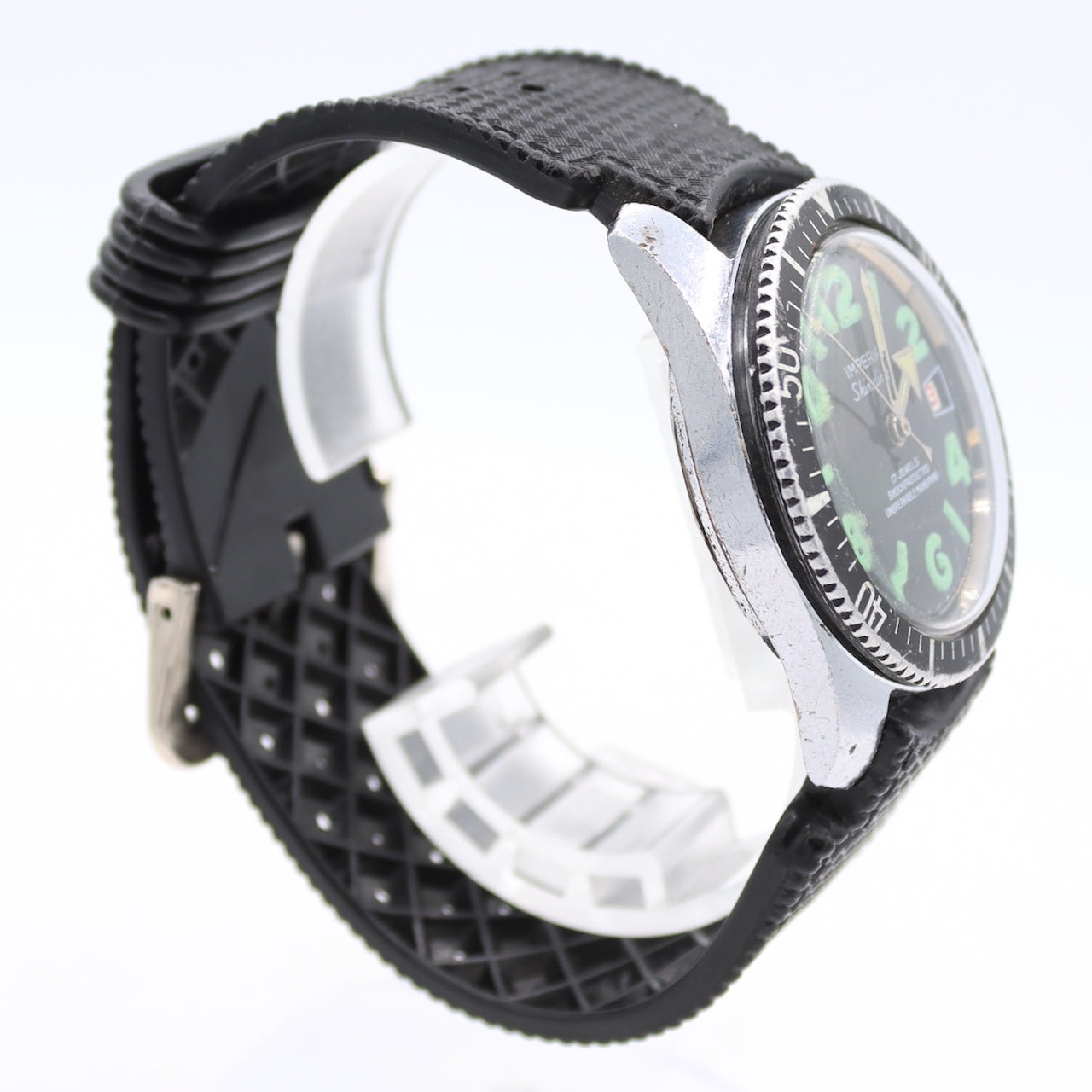 Vintage 35mm Imperial Skindiver Style Men's Mechanical Wristwatch Chrome Plated