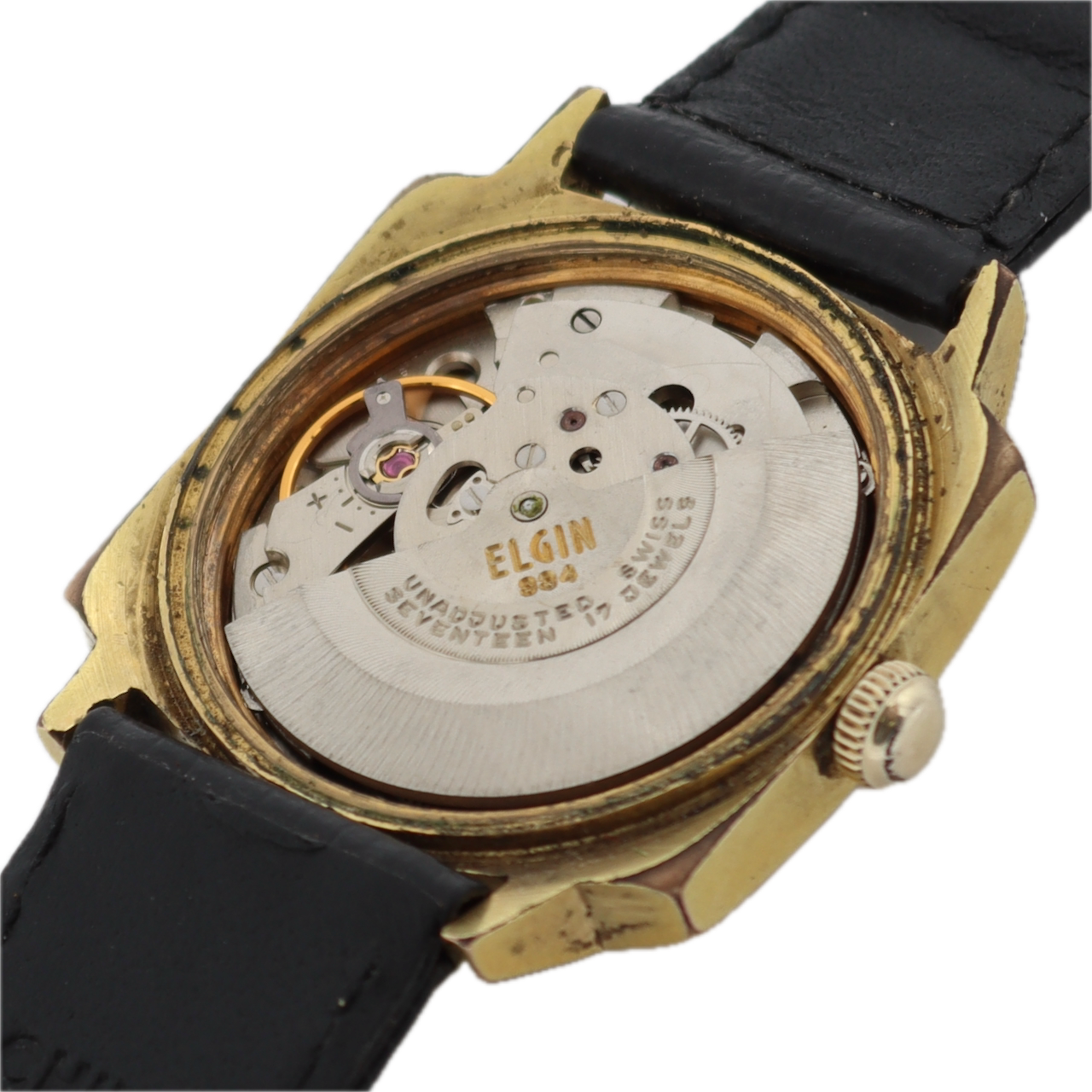 Vintage Elgin Golden TV Men's Automatic Wristwatch A.Schild 1916 Gold Tone Date