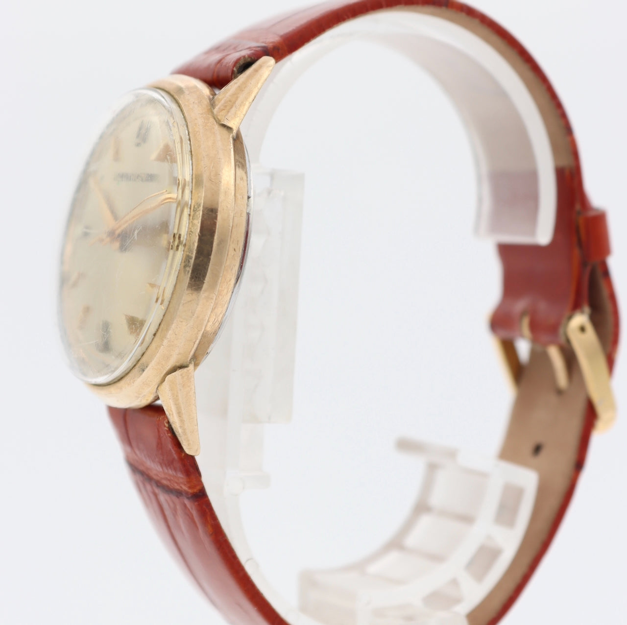 Vintage 35mm Accutron Gold Dial Men's Tuning Fork Wristwatch 218 USA 10k GF