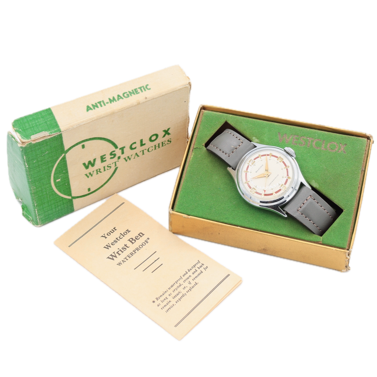 Vintage 35mm Westclox Men's Mechanical Wristwatch USA Stainless Steel w Box