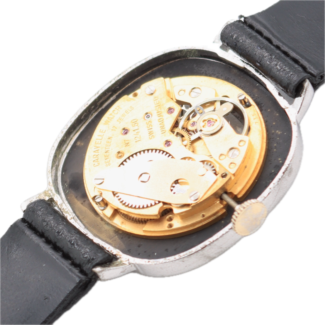 Vintage 1978 Caravelle Skeleton Dial Men's Mechanical Wristwatch Swiss Steel 2