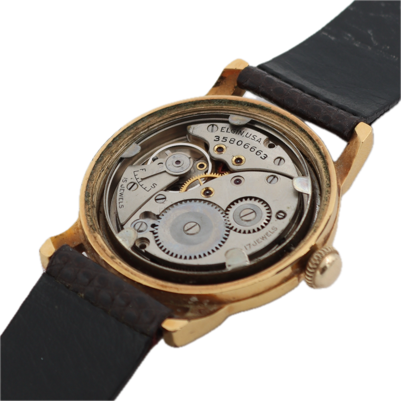 Vintage 33mm 1936 Lord Elgin 17 Jewel Men's Mechanical Wristwatch 524 USA 18k GF