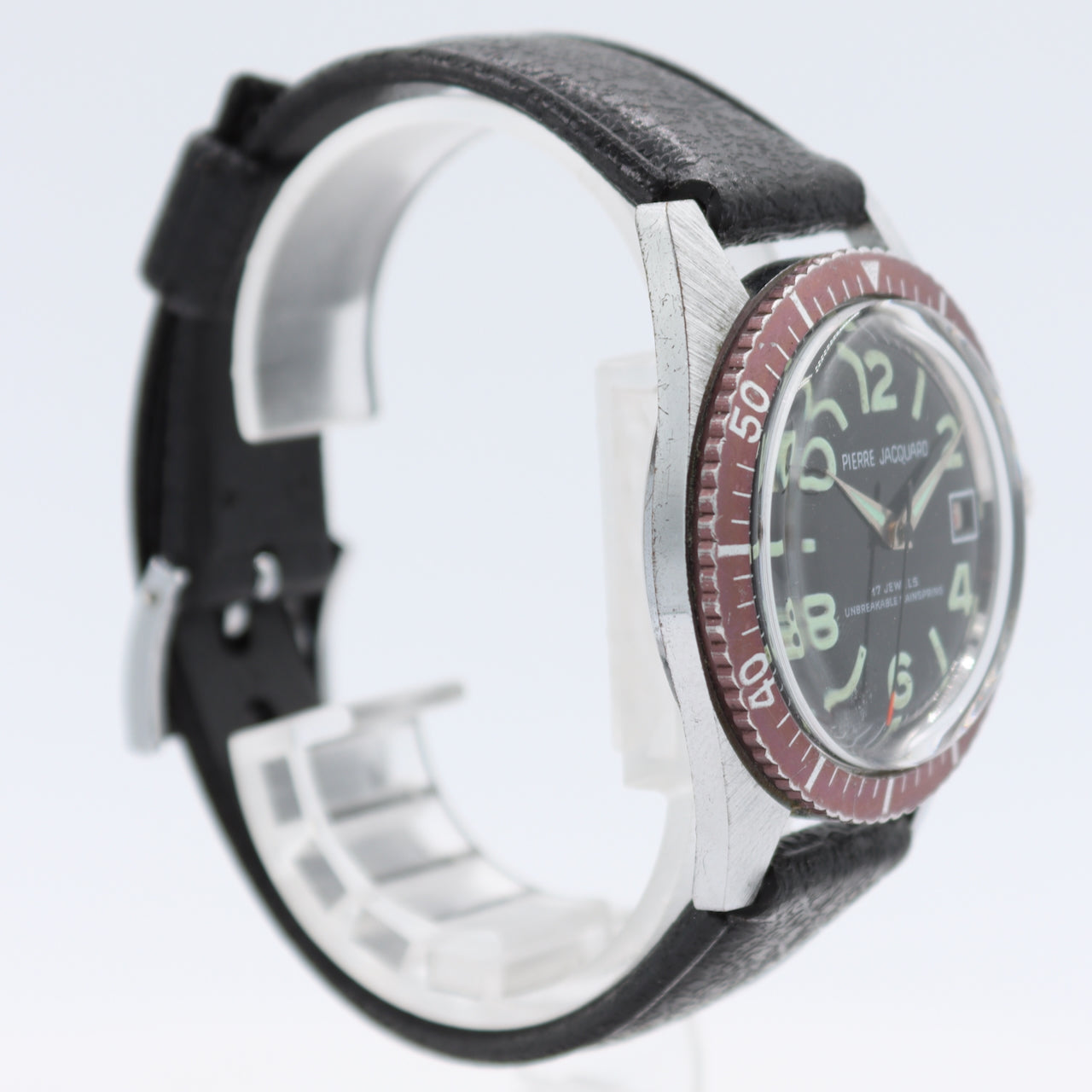 Vintage 37mm Pierre Jacquard Diver 17 Jewel Men's Mechanical Wristwatch Steel