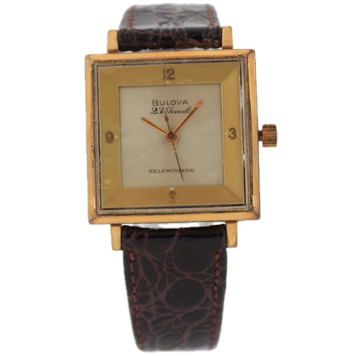 Vintage 1962 Bulova Sunburst Square Men's Automatic Wristwatch 10k RGP