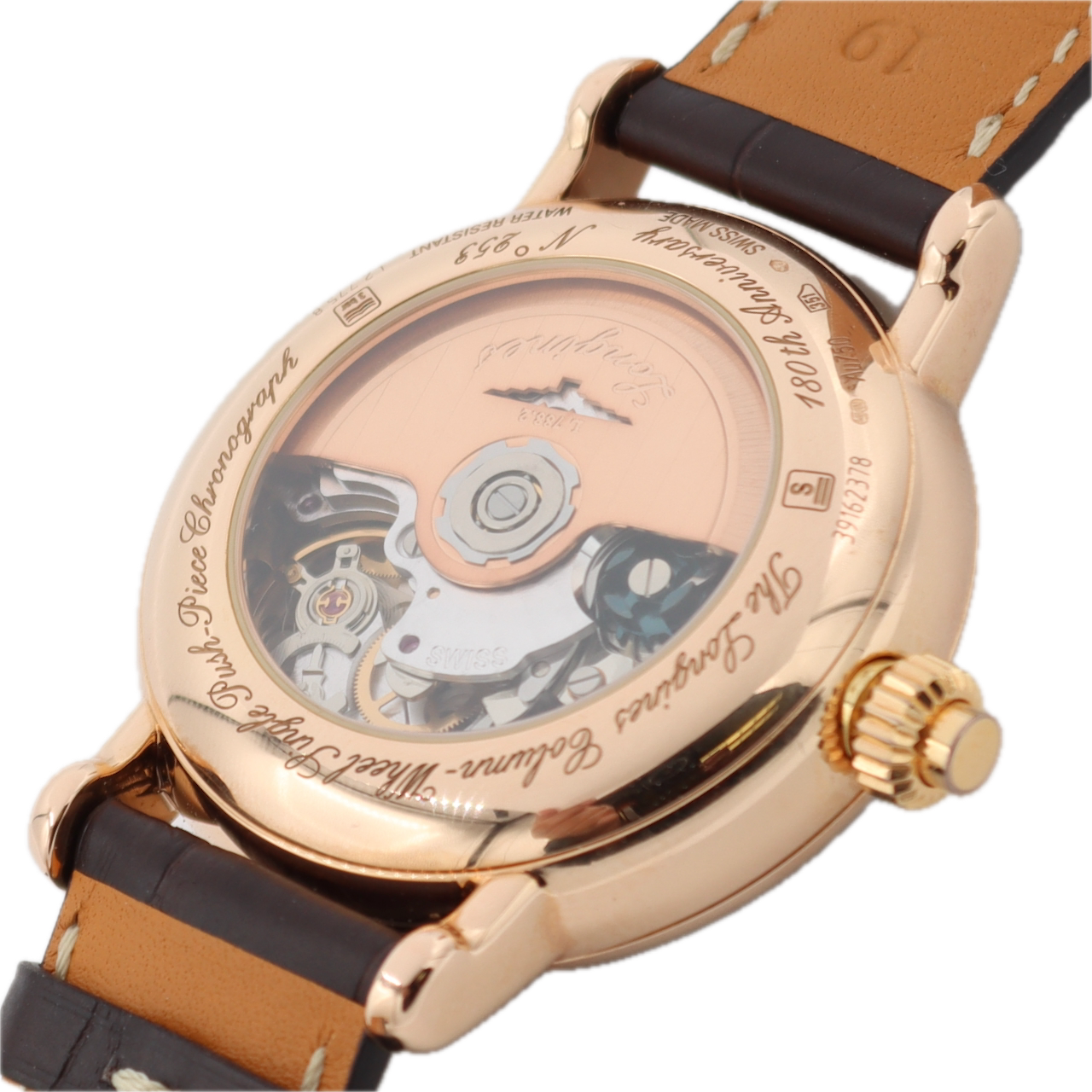 Longines L2.775.8.23.3 Heritage Men's Automatic Wristwatch 18k Gold Monopusher