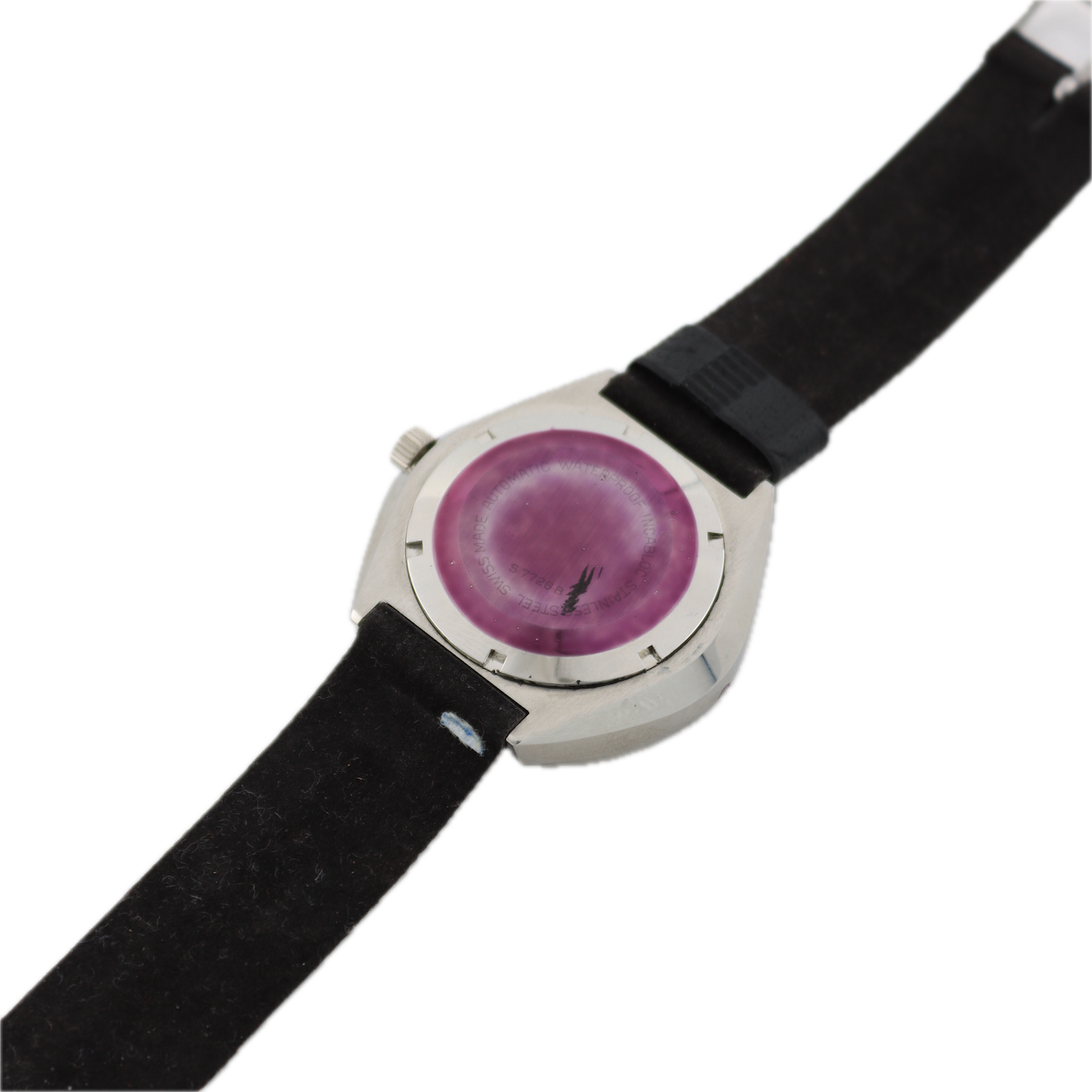 Vintage Phenix S 7726 B Purple Case Blue Dial Men's Automatic Wristwatch
