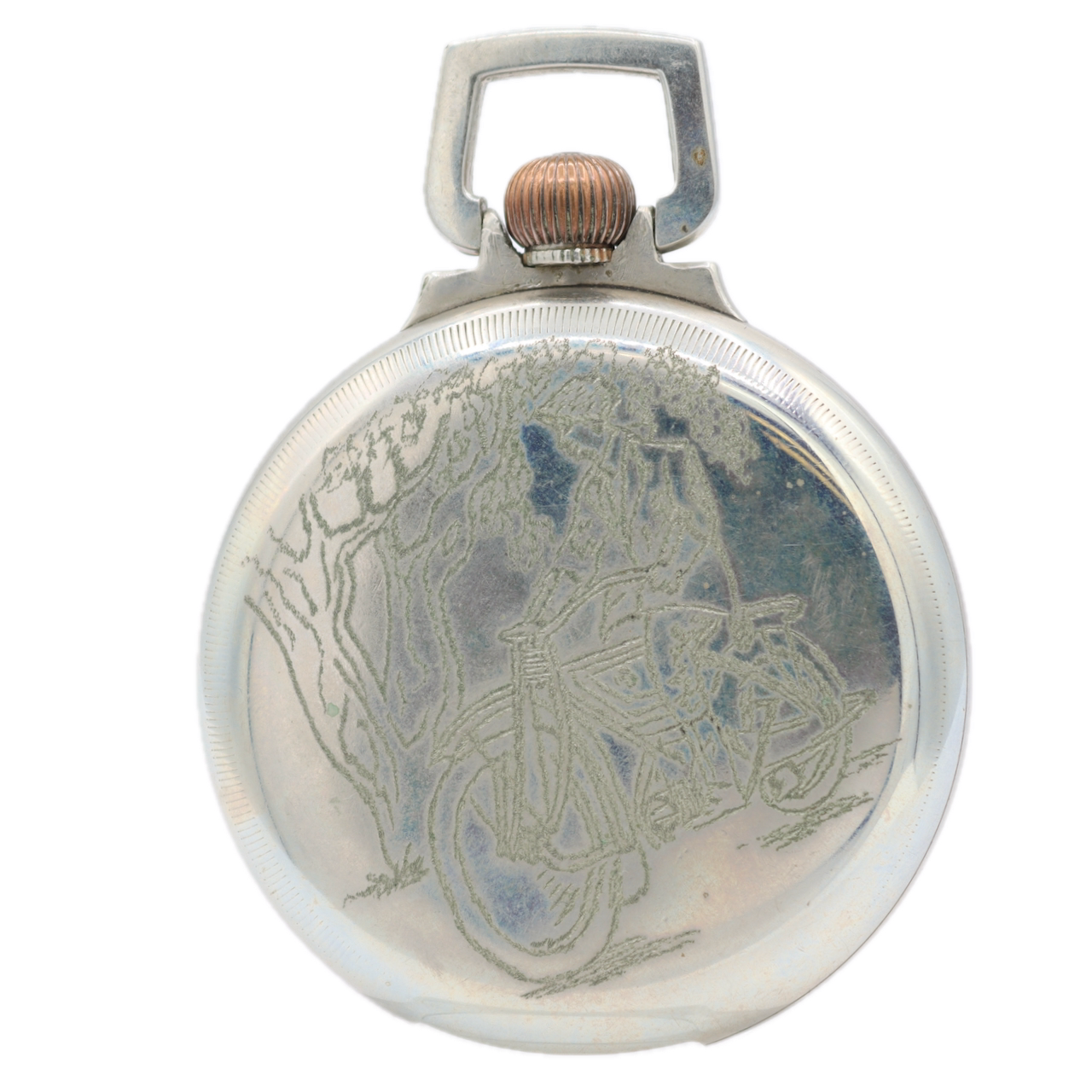 Antique 54mm Waltham Acid Etched 17 Jewel Mechanical Pocket Watch Nickel