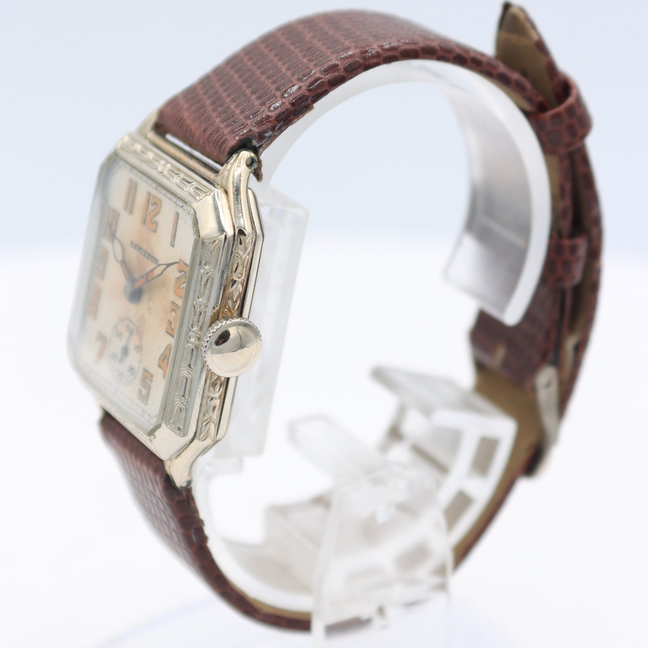 Vintage Hamilton New Square Men's Mechanical Wristwatch 987 USA 14k White GF