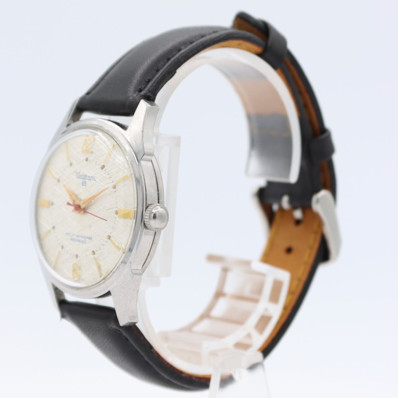 Vintage Waltham "65" 65 Jewel Men's Automatic Wristwatch AS 1580 Steel Linen