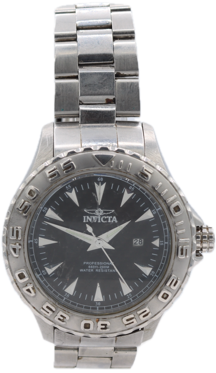 Vintage Invicta 12554 Professional Diver Carbon Men's Quartz Wristwatch Steel