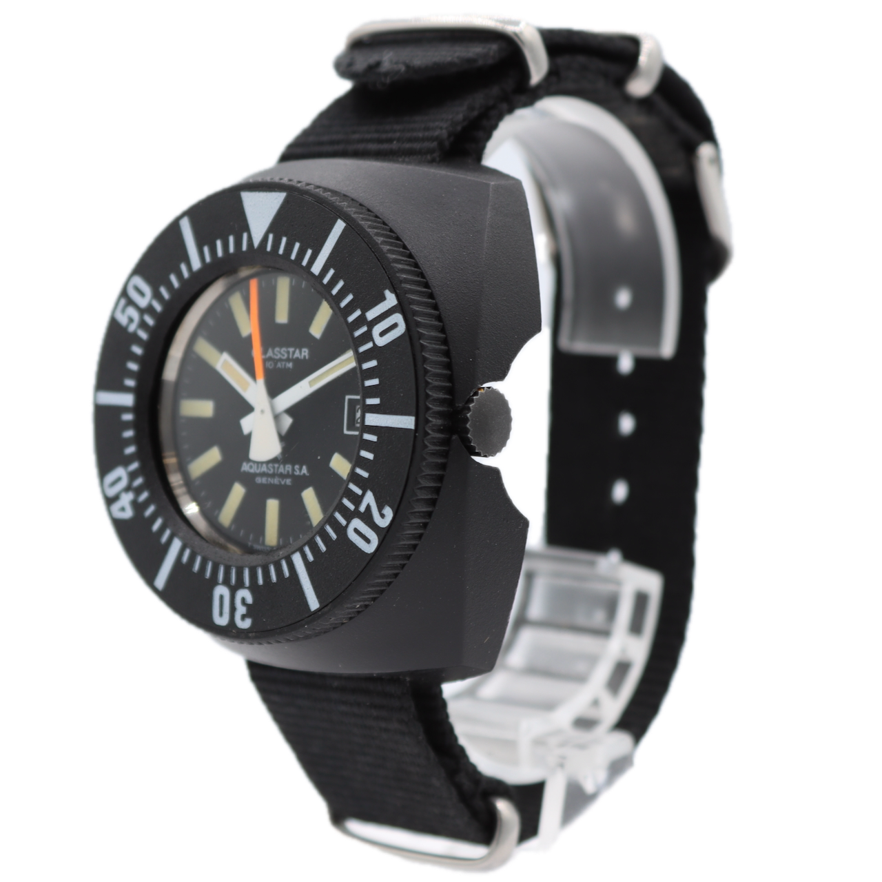 Vintage 45mm 1970 Aquastar Glasstar 25j Men's Automatic Wristwatch AS2063 Swiss