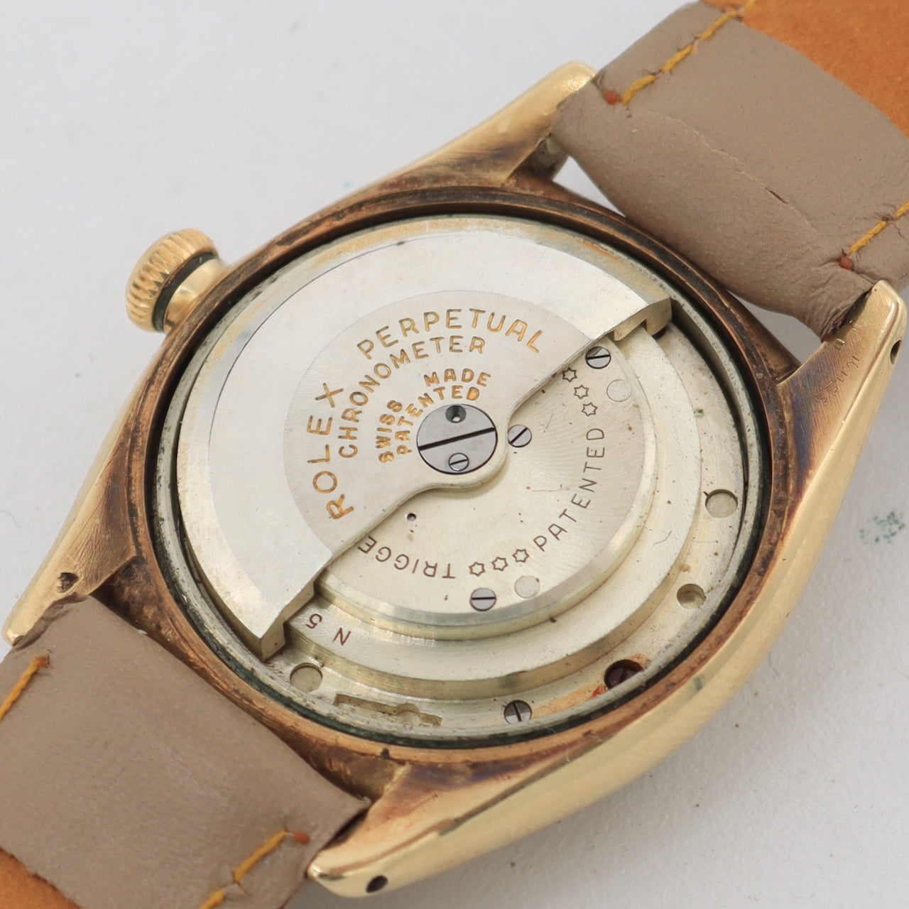 Vintage 1947 Rolex 3131 Bubble Back Men's Automatic Wristwatch Swiss 14k Gold