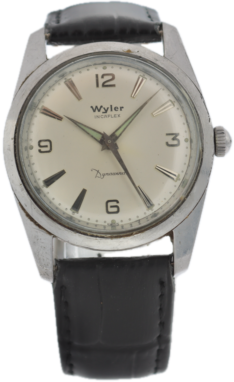Vintage Wyler 1162 8175-5 Dress Men's Automatic Wristwatch Swiss Stainless Steel