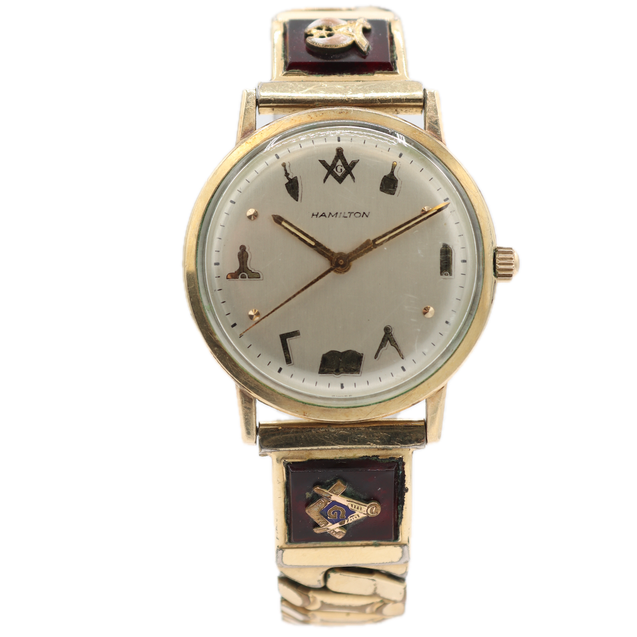 Vintage 32mm Hamilton Masonic Dial Men's Mechanical Wristwatch Swiss 10k RGP