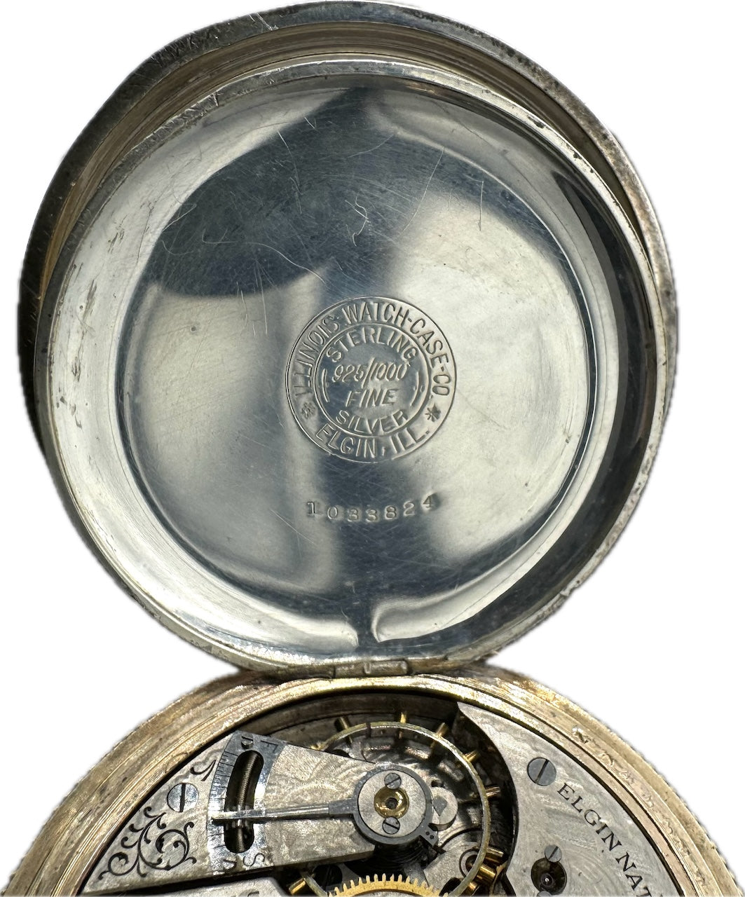 Antique 16S Elgin Tricolor Gold Gilt Hunter Pocket Watch 312 Sterling Silver