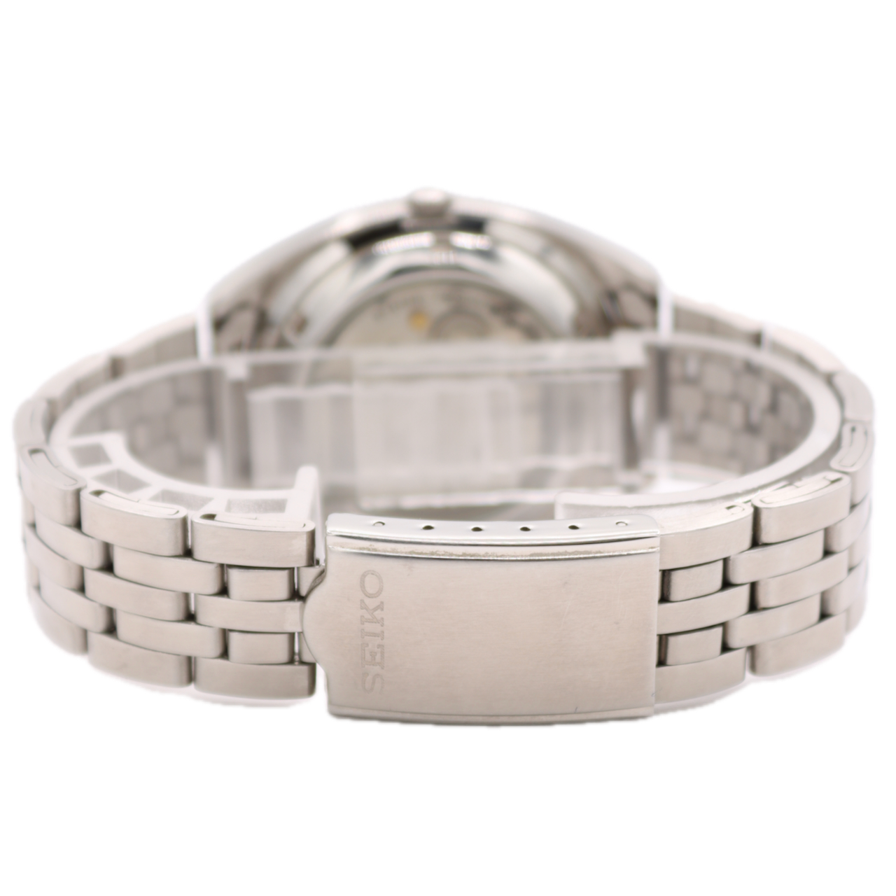 Vintage 36mm Seiko 5 Spanish Day Date Salmon Men's Automatic Wristwatch Steel