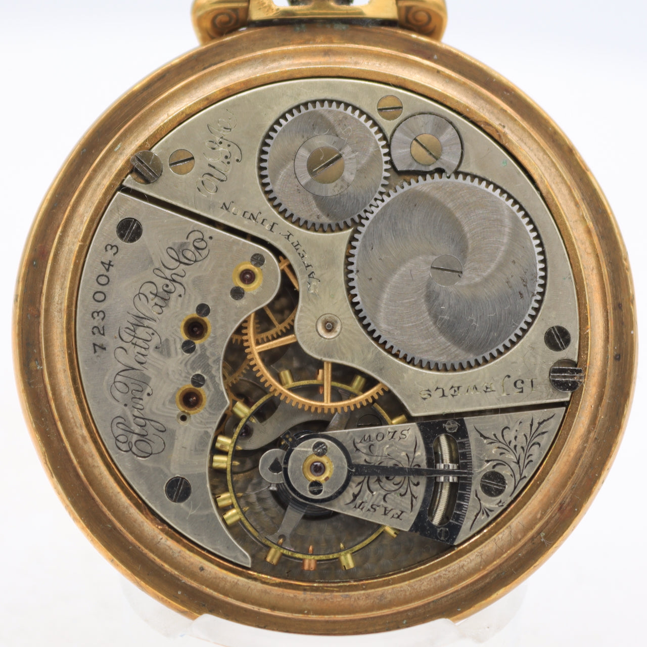 Antique 16 Size Elgin 15 Jewel Mechanical Pocket Watch 152 Gold Tone Running