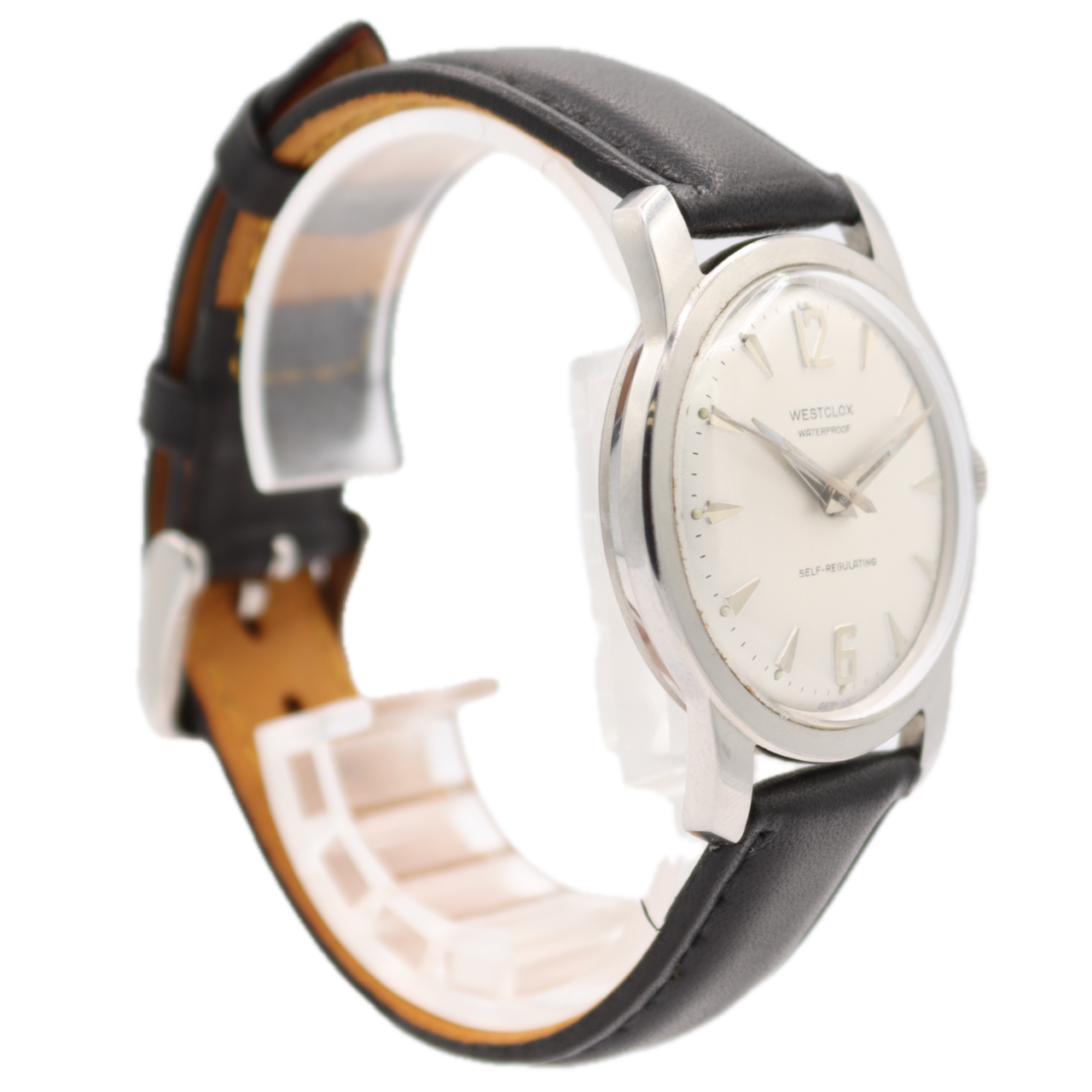 Vintage 34mm Westclox Silver Dial Men's Mechanical Wristwatch Germany Steel