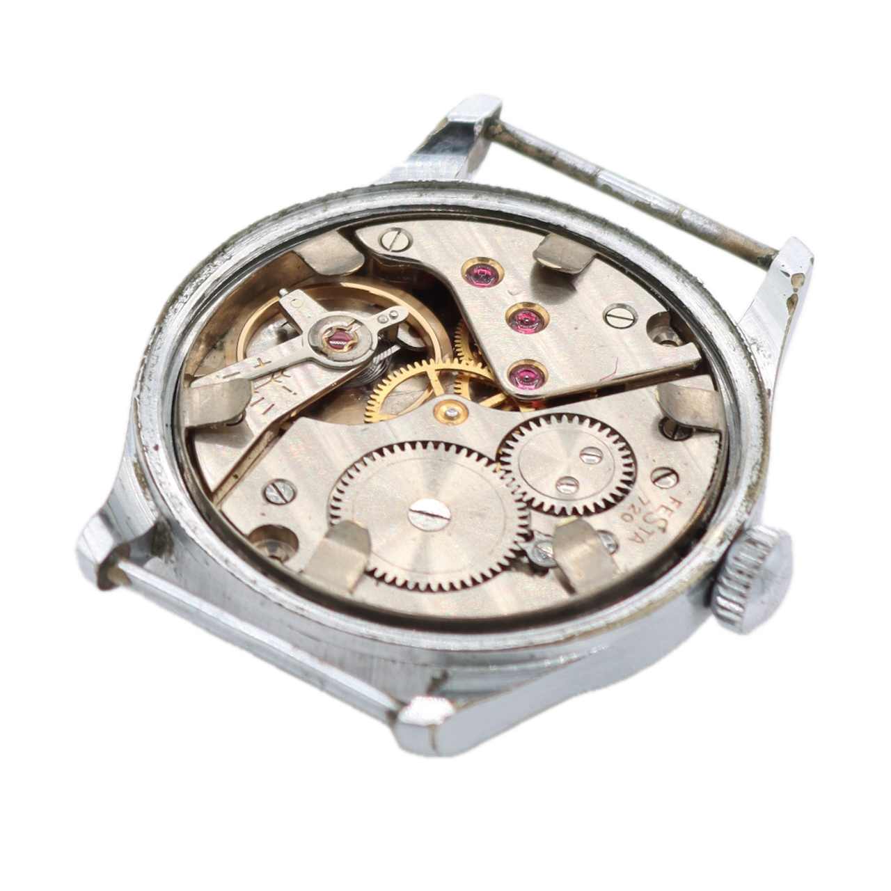 Vintage 32mm KM Festa KM 720 WW2 Men's Mechanical Wristwatch 720 Swiss Steel