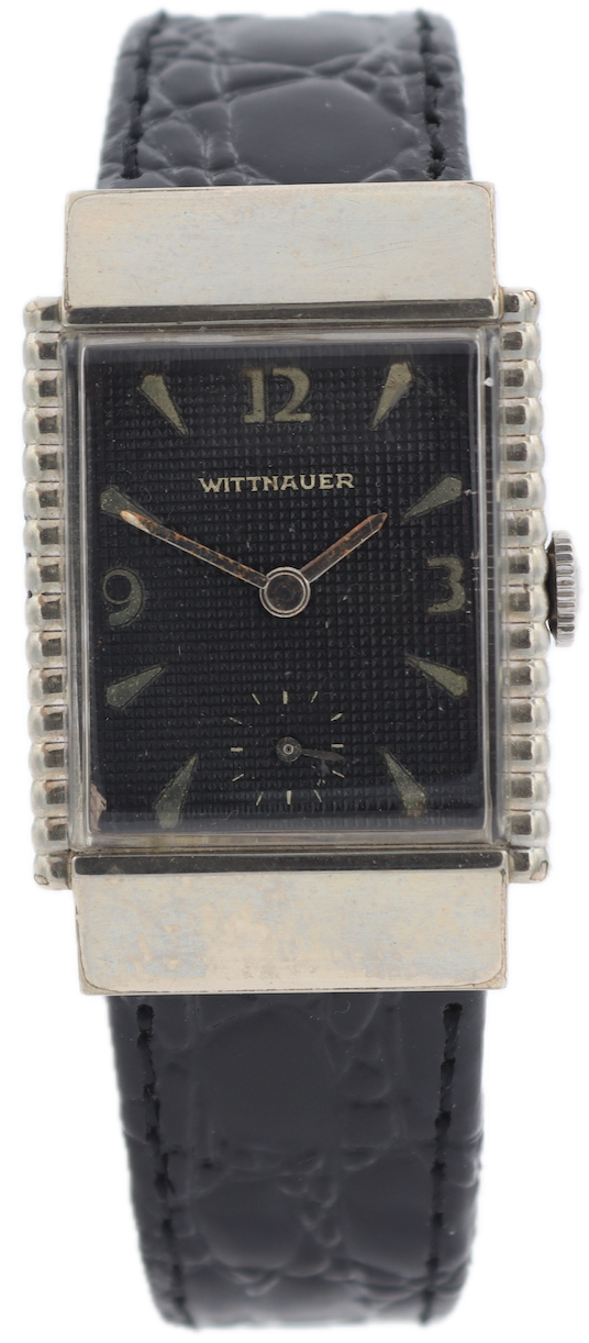 Vintage Wittnauer 873-142 Black Waffle Men's Mechanical Wristwatch 84/1 Swiss