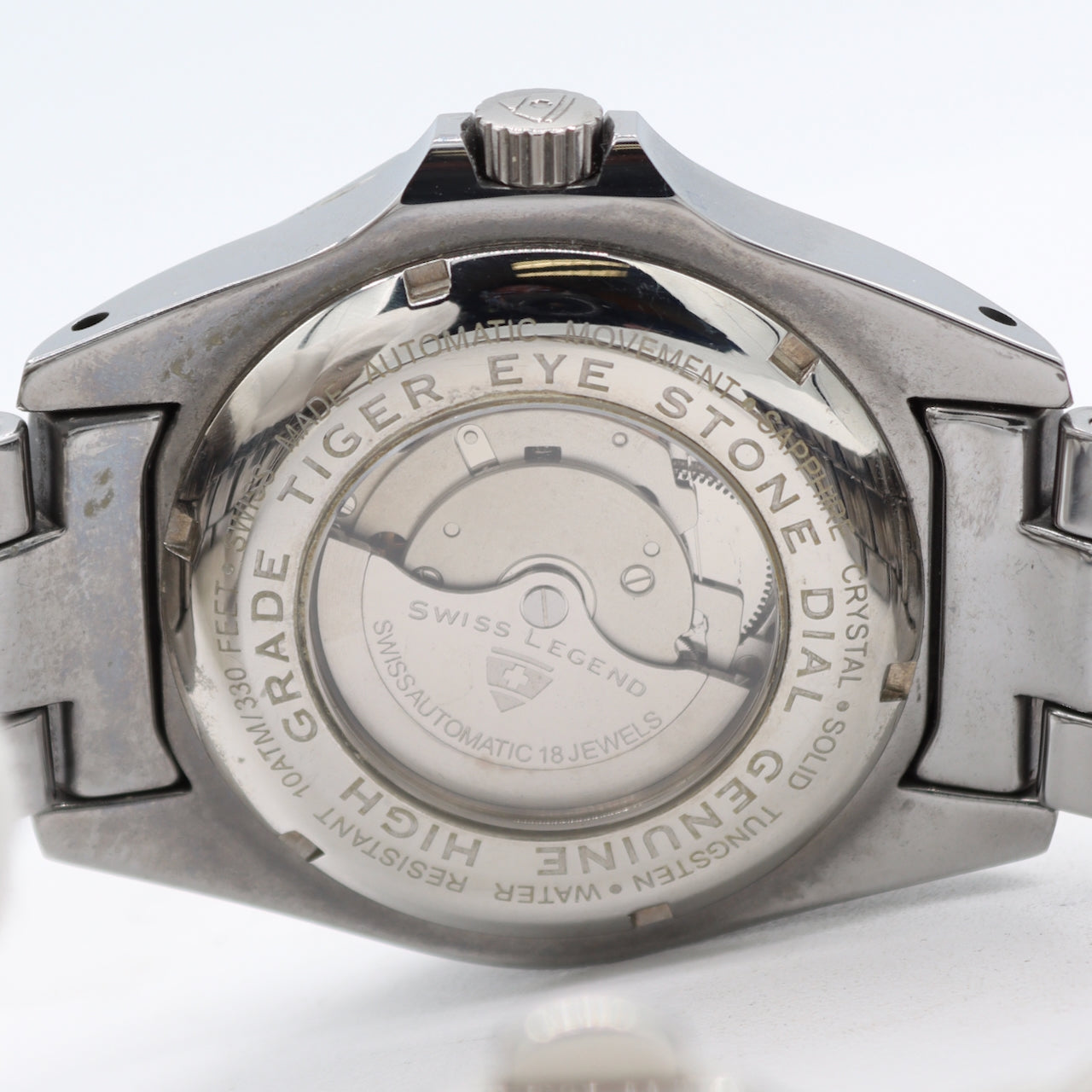 Swiss Legend 18010A-44 Tiger Eye Stone Men's Automatic Wristwatch Swiss Tungsten