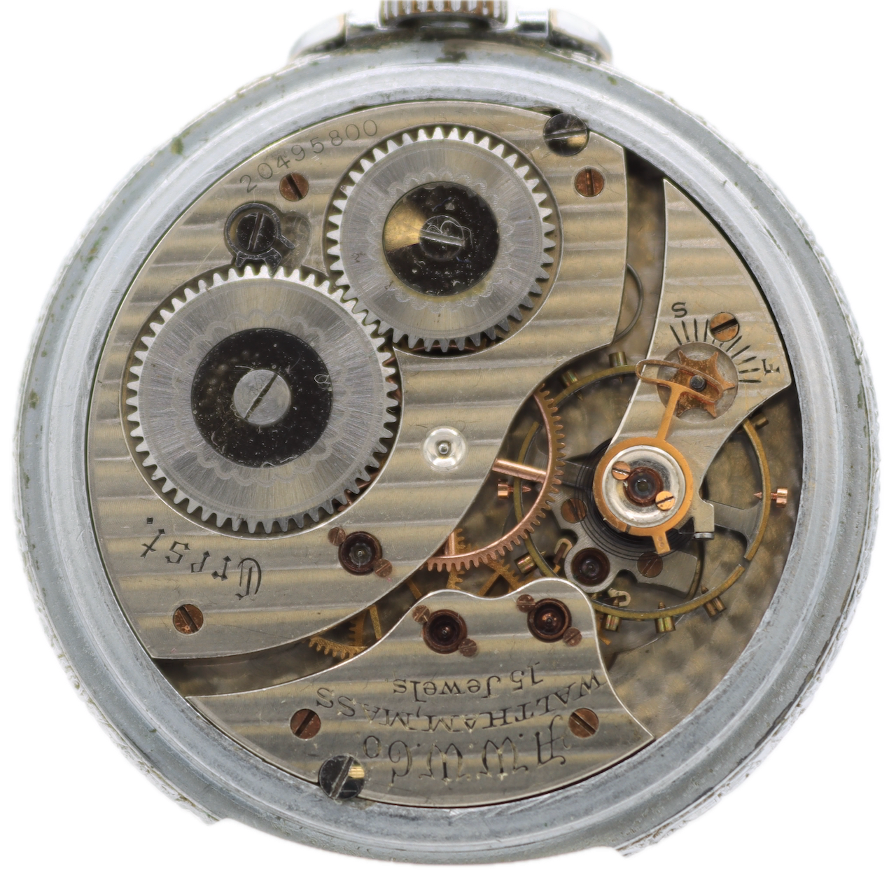 Antique 12 Size Waltham 15 Jewel Mechanical Pocket Watch 220 Chrome for Repair