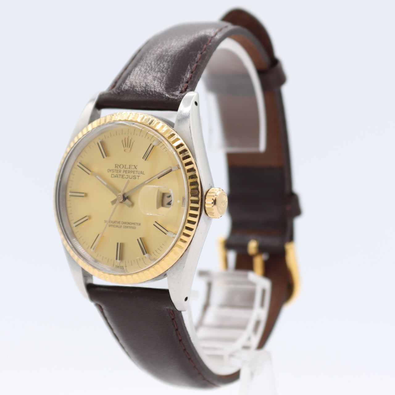 Vintage 36mm 1984 Rolex 16013 Datejust Men's Automatic Wristwatch Champagne