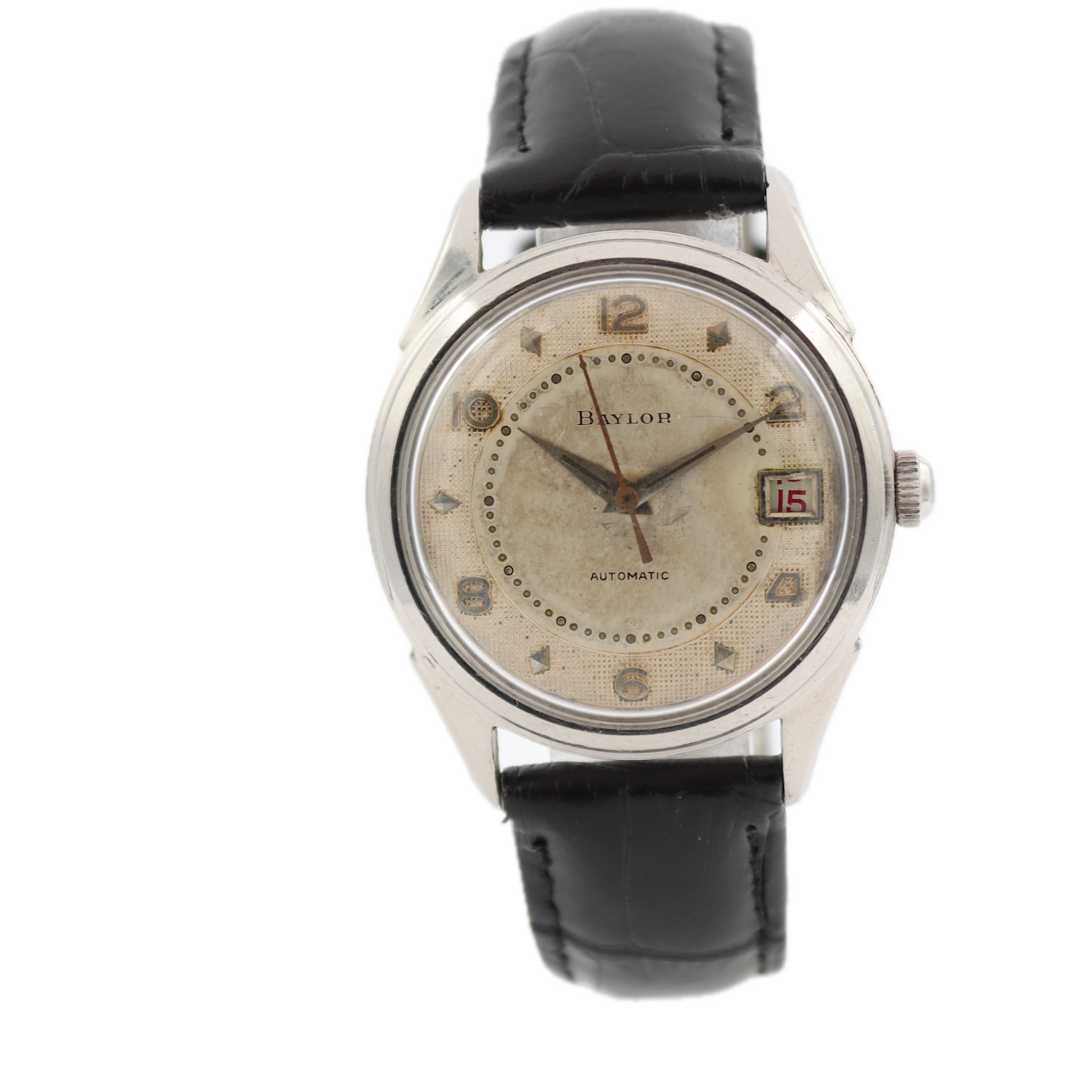 Vintage 34mm Baylor Waffle Dial Men's Automatic Wristwatch AS 1476 Swiss Steel