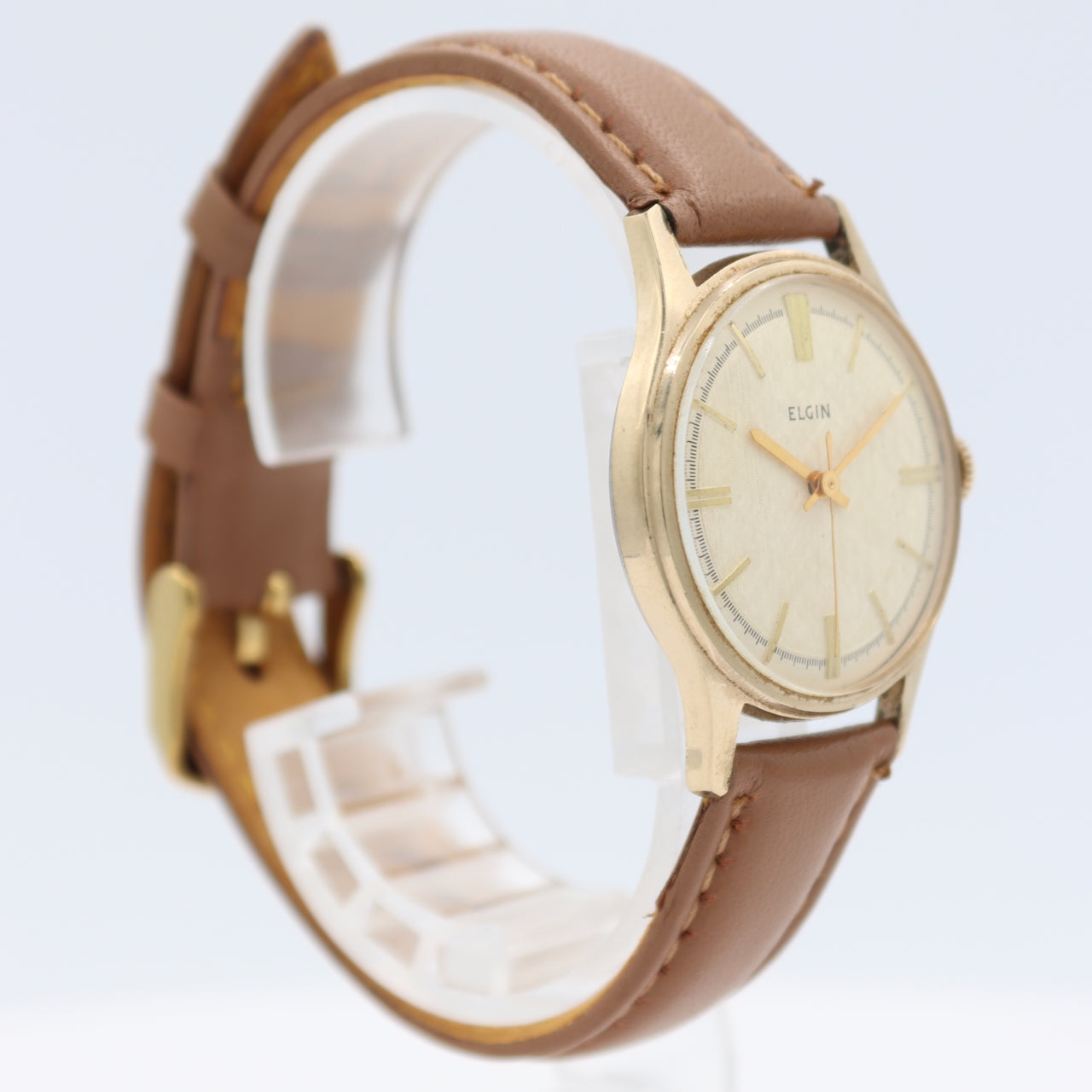 Vintage Elgin 4254 Linen Dial 19 Jewel Men's Mechanical Wristwatch 777 Two Tone