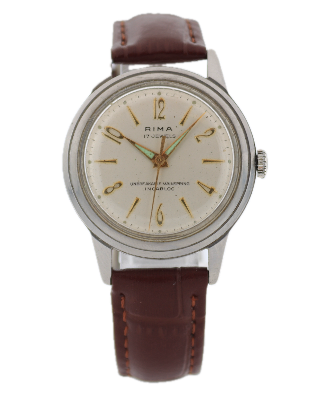 Vintage Rima 17 Jewel Men's Mechanical Wristwatch 1686 Swiss Stainless Steel