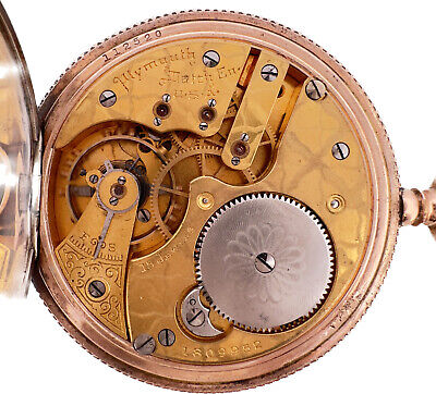 Antique 16S Plymouth Hunter Pocket Watch 171 Sterling Multi Color&Tri-Color Gilt