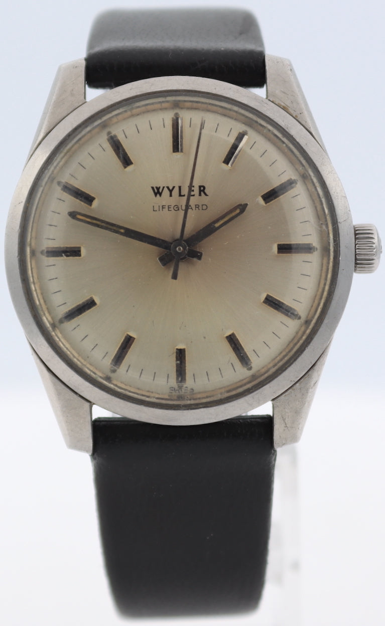 Vintage Wyler Lifeguard Sunburst Men's Mechanical Wristwatch Swiss Steel