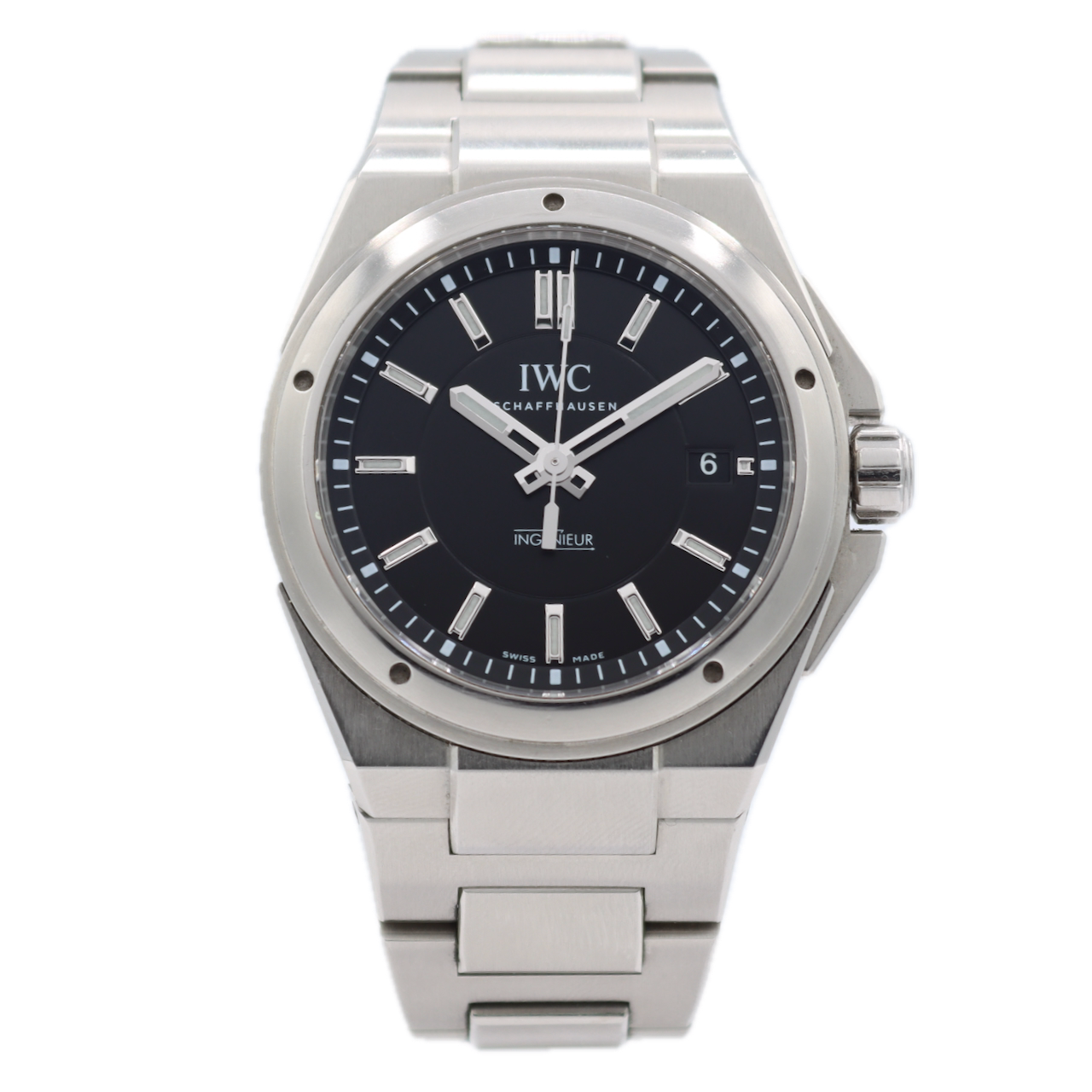 40mm IWC 3239-02 Ingenieur Black Men's Automatic Wristwatch Swiss Steel W/ Case