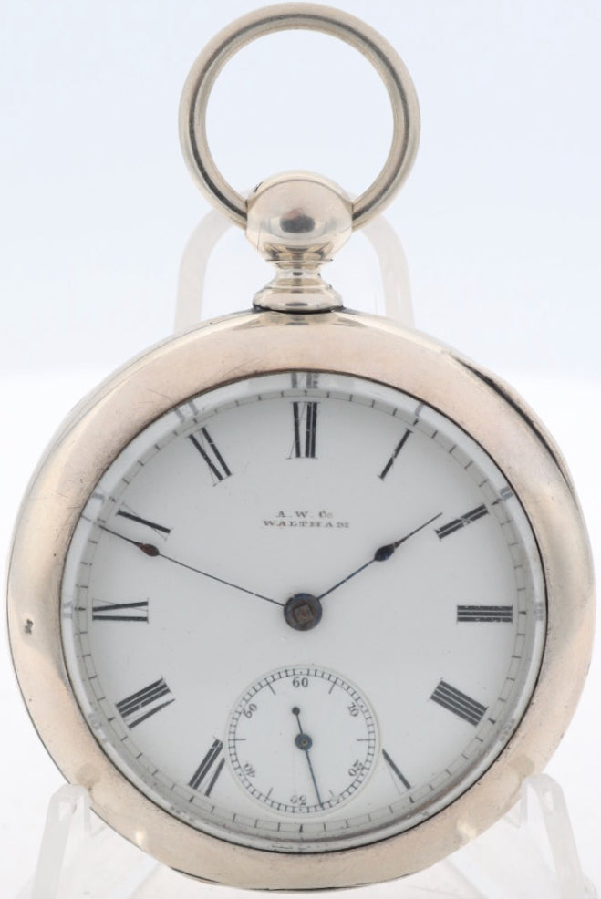 Antique 18s 1885 Waltham 11 Jewel Key Pocket Watch Wm. Ellery Coin Silver USA